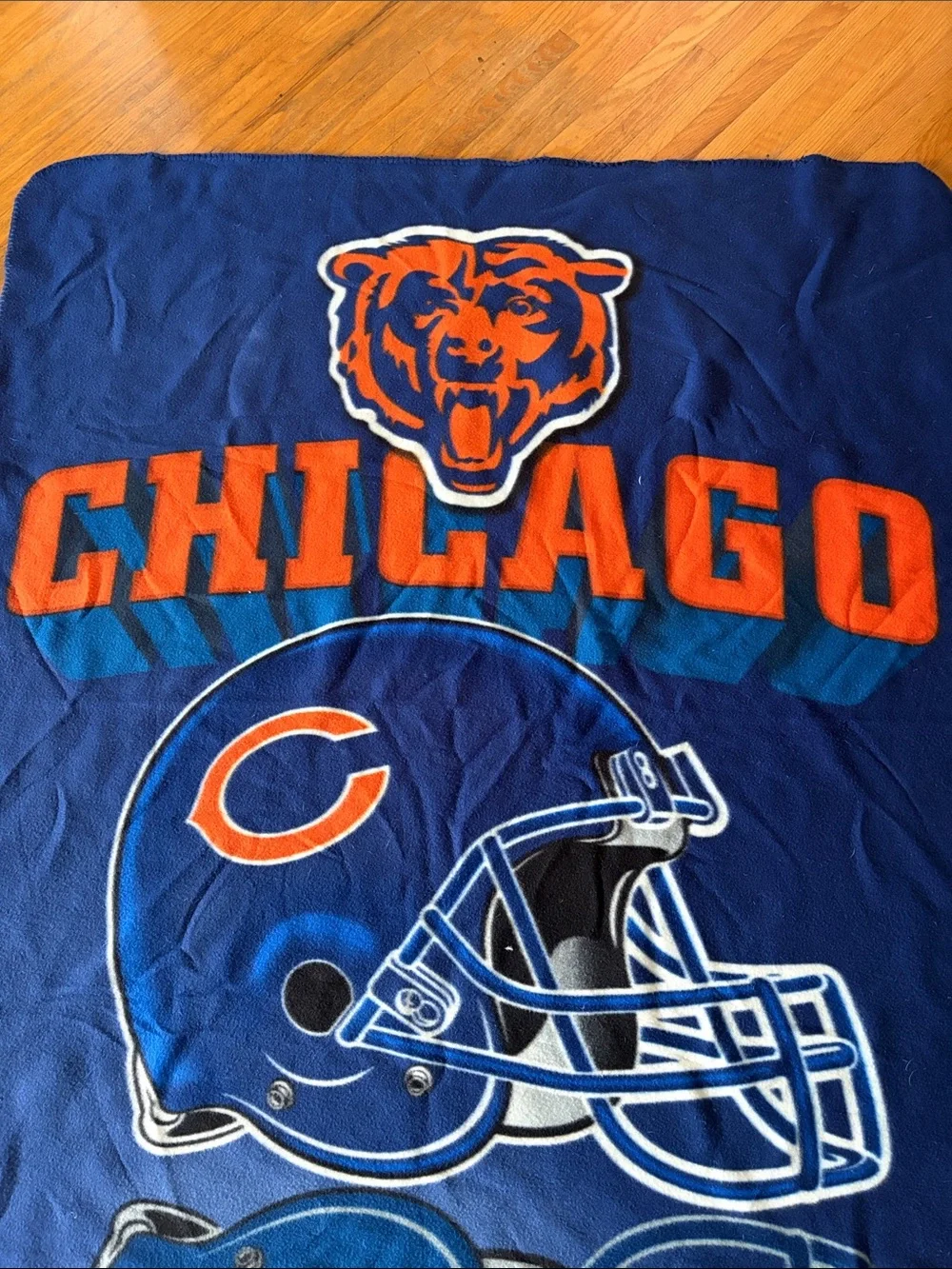 NFL Blue and Orange Chicago Bears Fleece Throw Blanket
